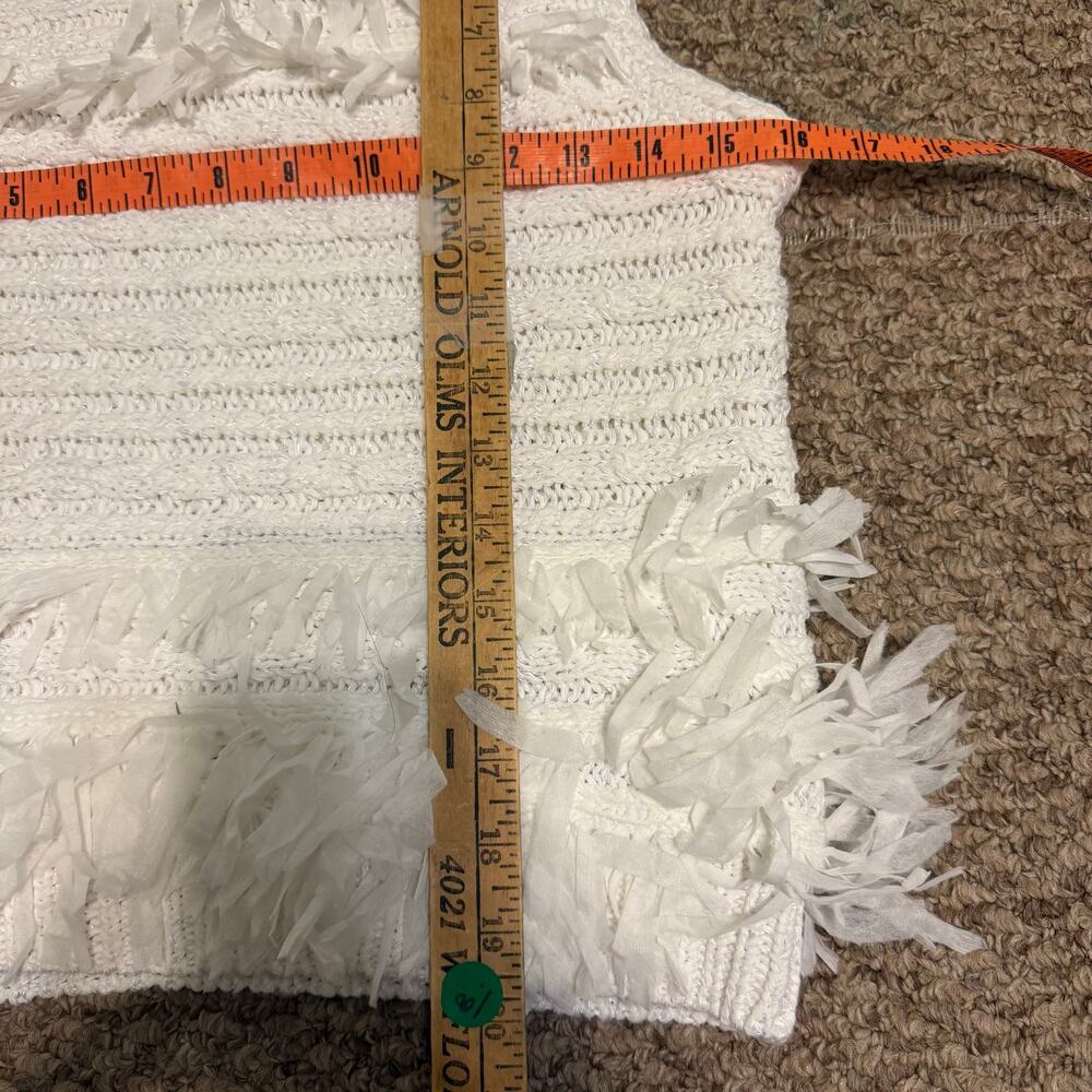 Club Monaco | Bohemian Mixed Material Chic Chunky Knit Fringe Tank Top Size M - Picture 5 of 7